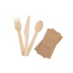 Pack Tenedor+cuchillo+cuchara+ servilleta kraft 100 un
