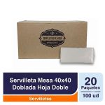 Servilleta Diper Mesa Doblada 40X40 Blanca 2000 Un